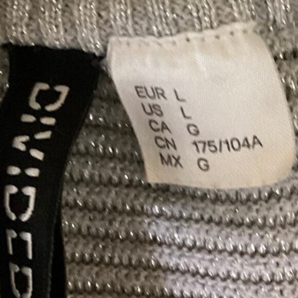 H&M Silver Metallic Gray Knit Turtleneck Oversized Pullover Sweater Top Size L - Picture 5 of 7